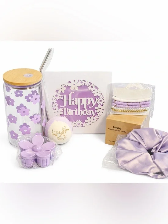 Lavender Birthday Gift Set - Happy Birthday Candle & Accessories - Picture 2 of 5
